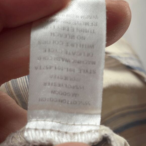 Vintage 90s Y2K Roper Pearl Snap Taupe Blue Striped Long Sleeve 2XL Shirt City - Picture 7 of 7